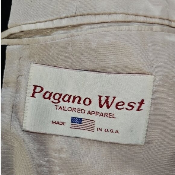 Men’s Velvet Blazer Navy Vintage Western Gold Buttons Made USA 40R Pagano West - Picture 6 of 9